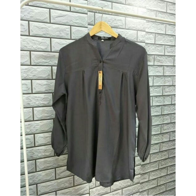 Blouse polos rayon - abu tua - fathin basic -blouse jumbo-Abu tua