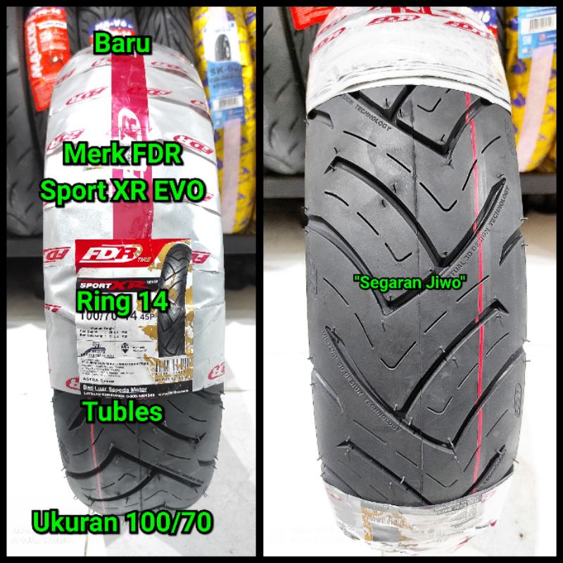Ban Tubles motor matic ring 14 Ukuran 100/70 Merk FDR sport XR EVO ban belakang yamaha gear 125 Ori