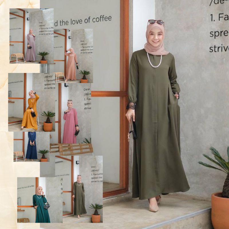 SASMAYA BAJU GAMIS DRESS WANITA REMAJA TERBARU 2021 KONDANGAN MUSLIM POLOS KEKINIAN MODERN SYARI