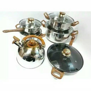 HC Panci Set 12pcs Cookware Stainless Steel Alat Masak Satu Set 12 pcs