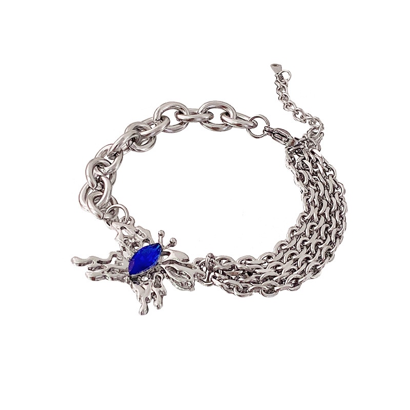 Niche desain Sapphire bertatahkan butterfly gelang wanita multi lapisan twin berlapis fashion normco