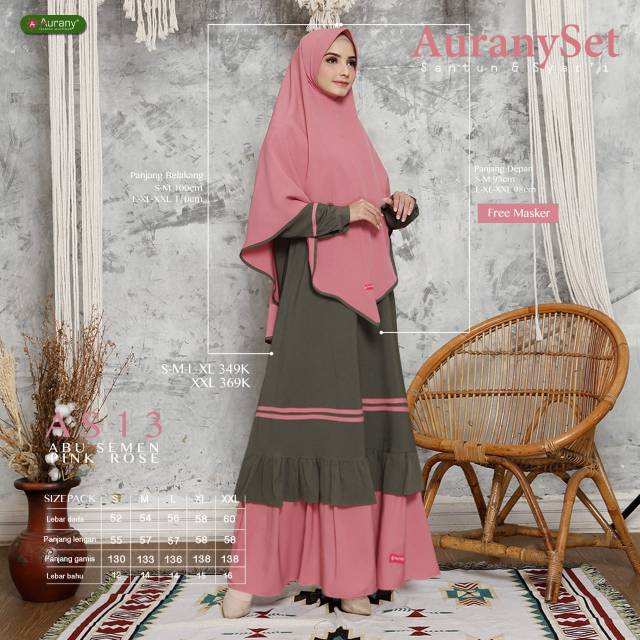 Set Gamis Aurany AS 13 Abu Semen - Pink Rose
