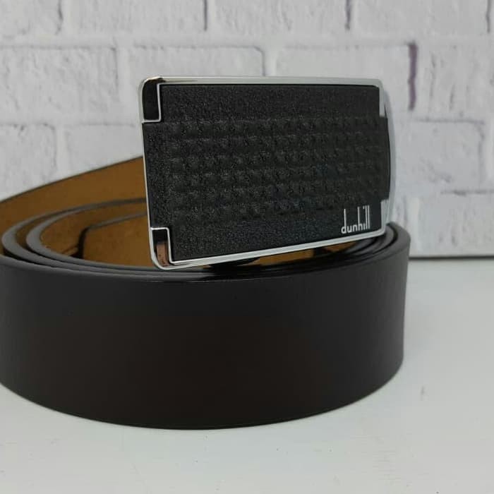 Unik ikat pinggang rel pria kulit asli Dunhill 5003 - Hitam Diskon