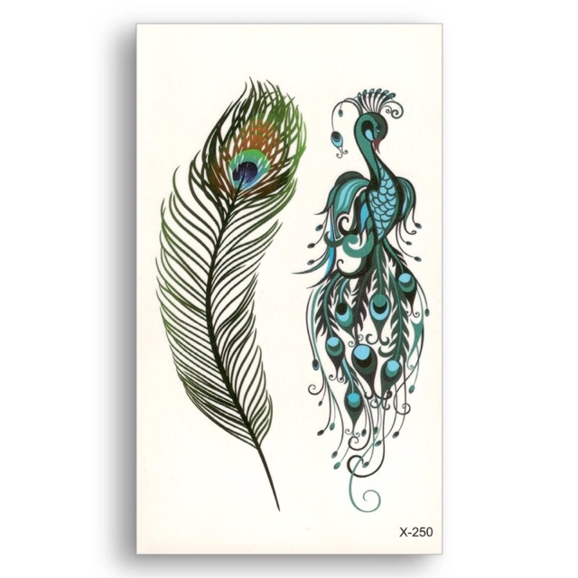 

POTATOO Peacock and feather temporary tattoo