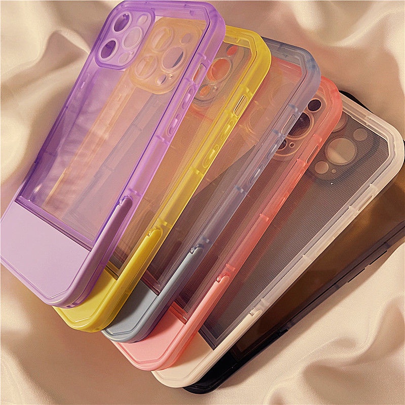 Soft Case Silikon Shockproof Warna Permen Dengan Kickstand Untuk iphone 13 12 11 Pro Max X XR XS 13Pro