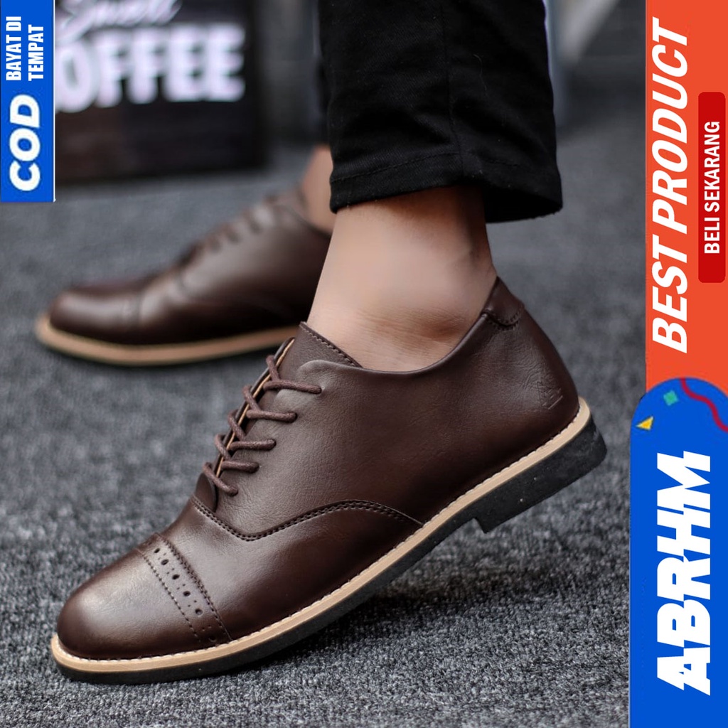 Sepatu Formal Pantopel Kerja Hitam Pria Original ABRHM ROHAN