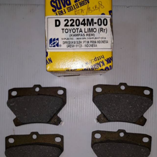 Kampas Rem Belakang Vios G 2003- Gen 1 MK Kashiyama Japan