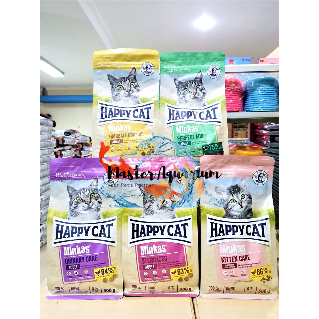Happy Cat MINKAS Kitten /Perfect Mix / Sterilised 500gr/ Urinary 500gr/ Hairball 500gr FRESHPACK