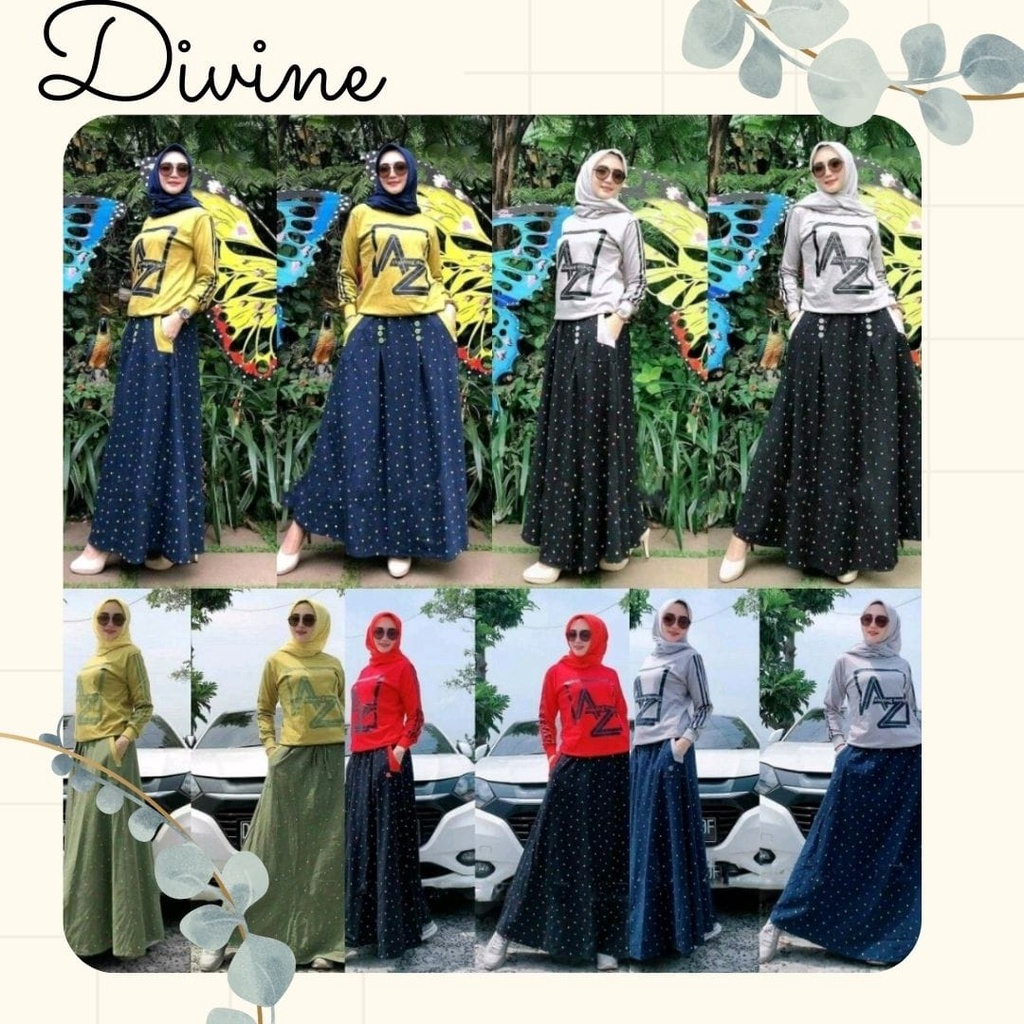 DVN AZ SET ROK/ setelan rok muslim wanita BAJU SETELAN OLAHRAGA SENAM JUMBO WANITA