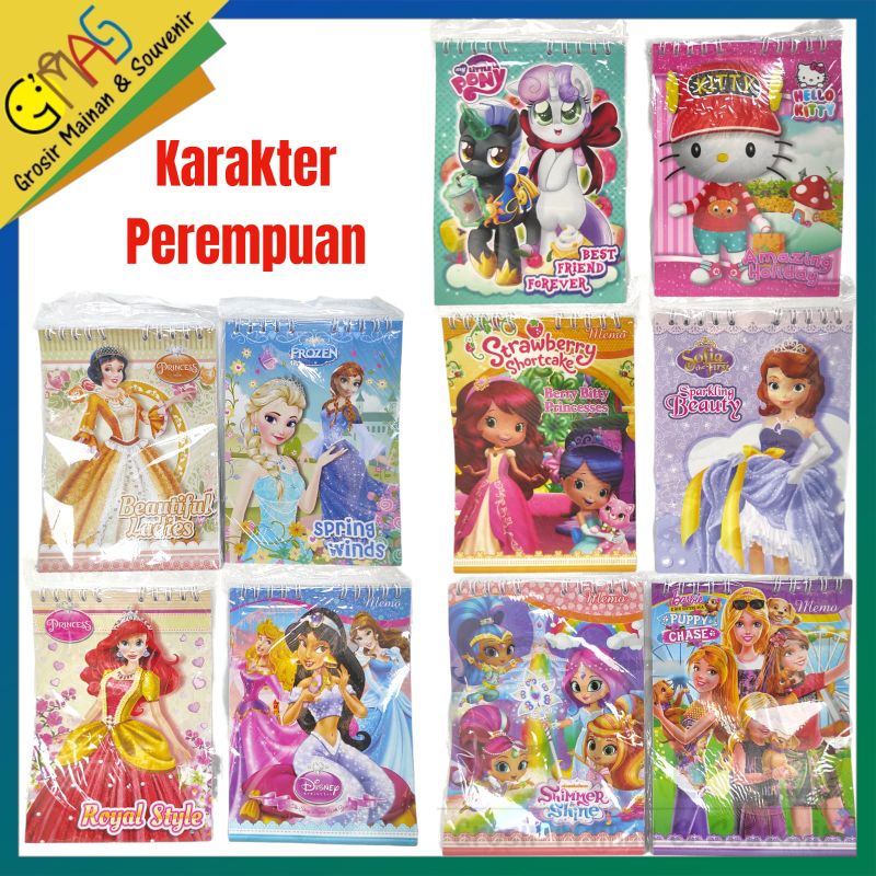 

MAINAN ANAK MEMO SPIRAL KARAKTER CEWEK - BUKU NOTE ANAK PEREMPUAN