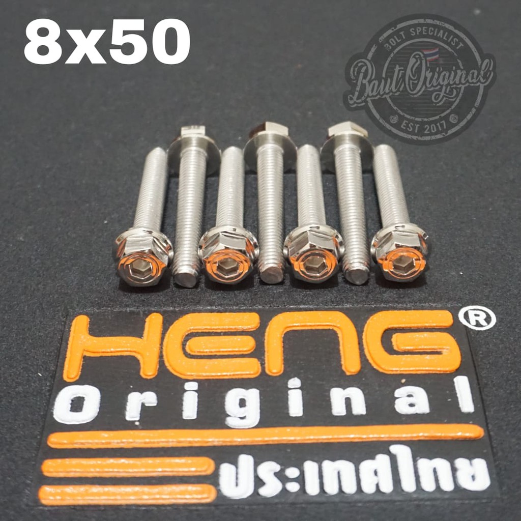 baut probolt 2kunci 2 kunci stainless 8x50 drat 12 panjang 5cm original heng thailand silver