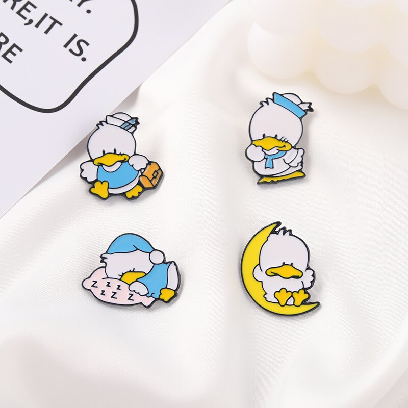 Daily Life of Ducks Enamel Pin Custom School Duck Brooch Bag Lapel Pin Cartoon Movie Animal Badge Jewelry Gift for Kids