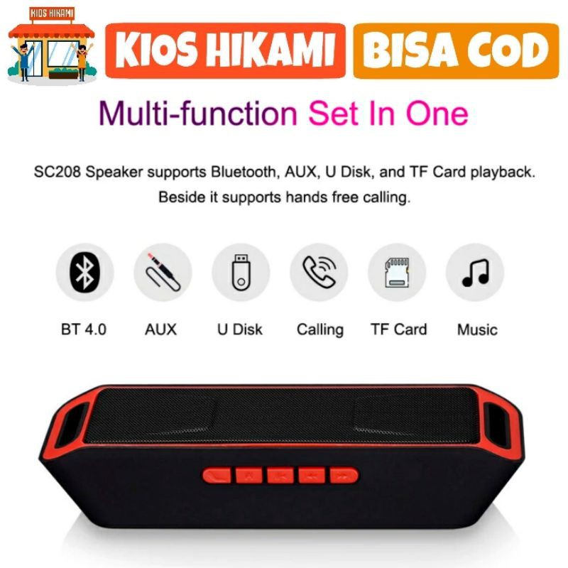 Speaker Bluetooth Megabass Stereo A2DP S208 Multimedia Portable Wireless Murah COD-1
