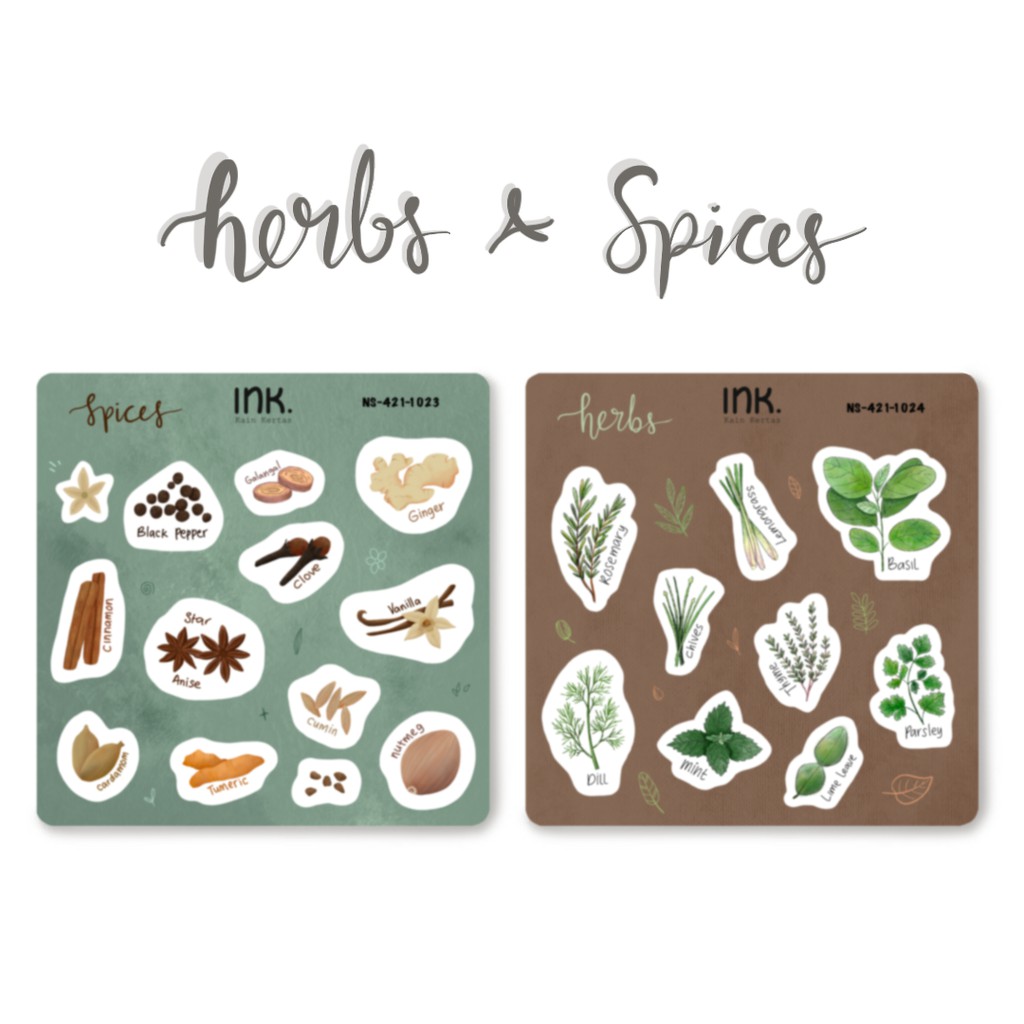 

Herbs and Spices Sticker - Sticker Bumbu / Rempah - Stiker Dekor
