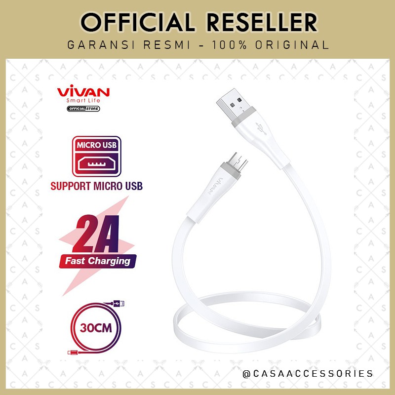 Vivan SM30S 30cm Kabel Data Cable Micro USB Fast Charging 2A Android