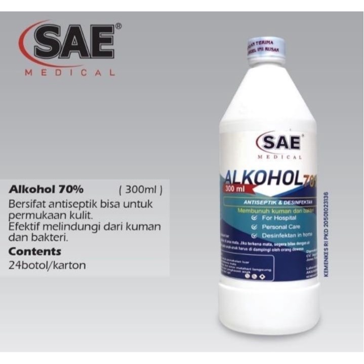 SAE Medical Alkohol 70% 300ml / Alcohol Antiseptik P3k Medical Grade