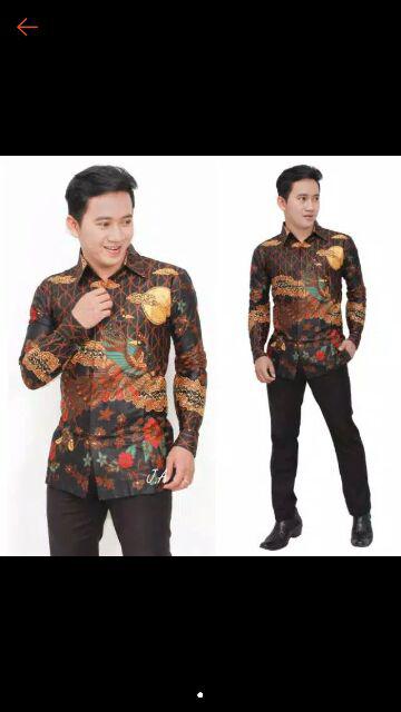 Kemeja Batik Pria Lengan Panjang Motif Parang Ijo M L Xl Xxl
