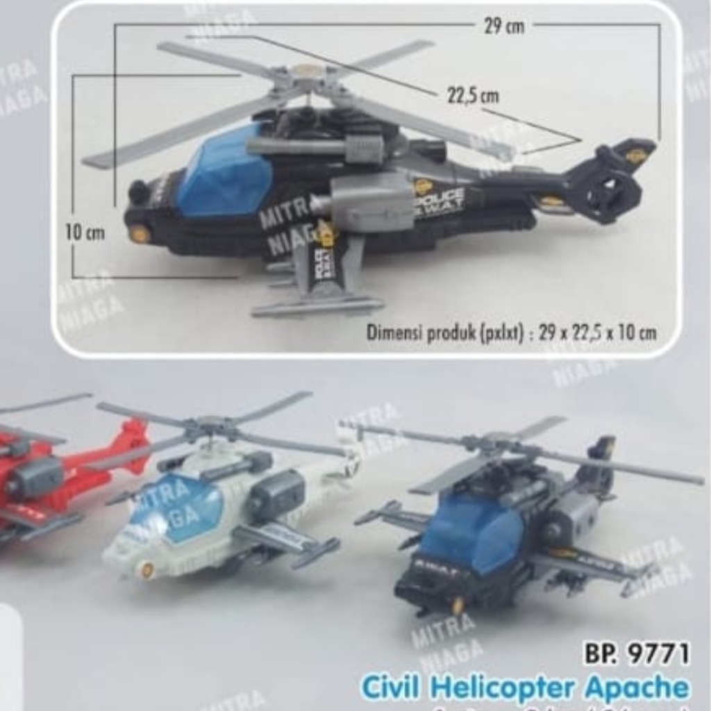 Mainan Helikopter Apache BP9771 - Mainan Diecast