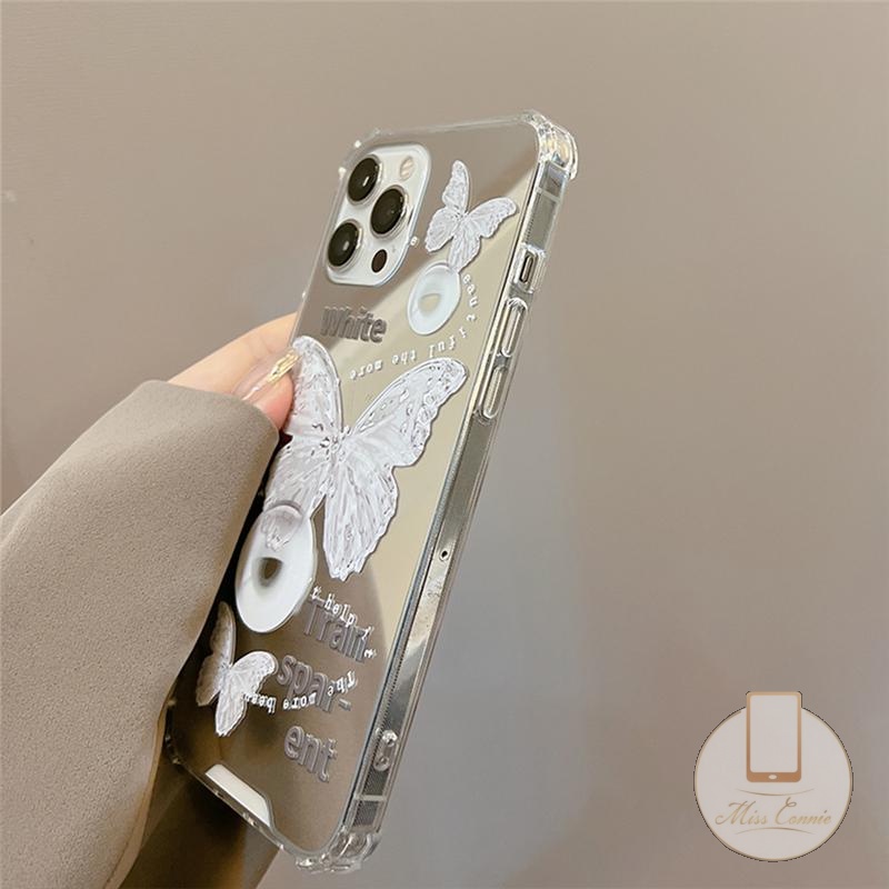 Soft Case Tpu Transparan Cermin Kristal Butterfly Untuk iPhone 11 7Plus 8Plus XR X XS Max 12 13 11 Pro Max 6 6S Plus 7 8 SE 2020