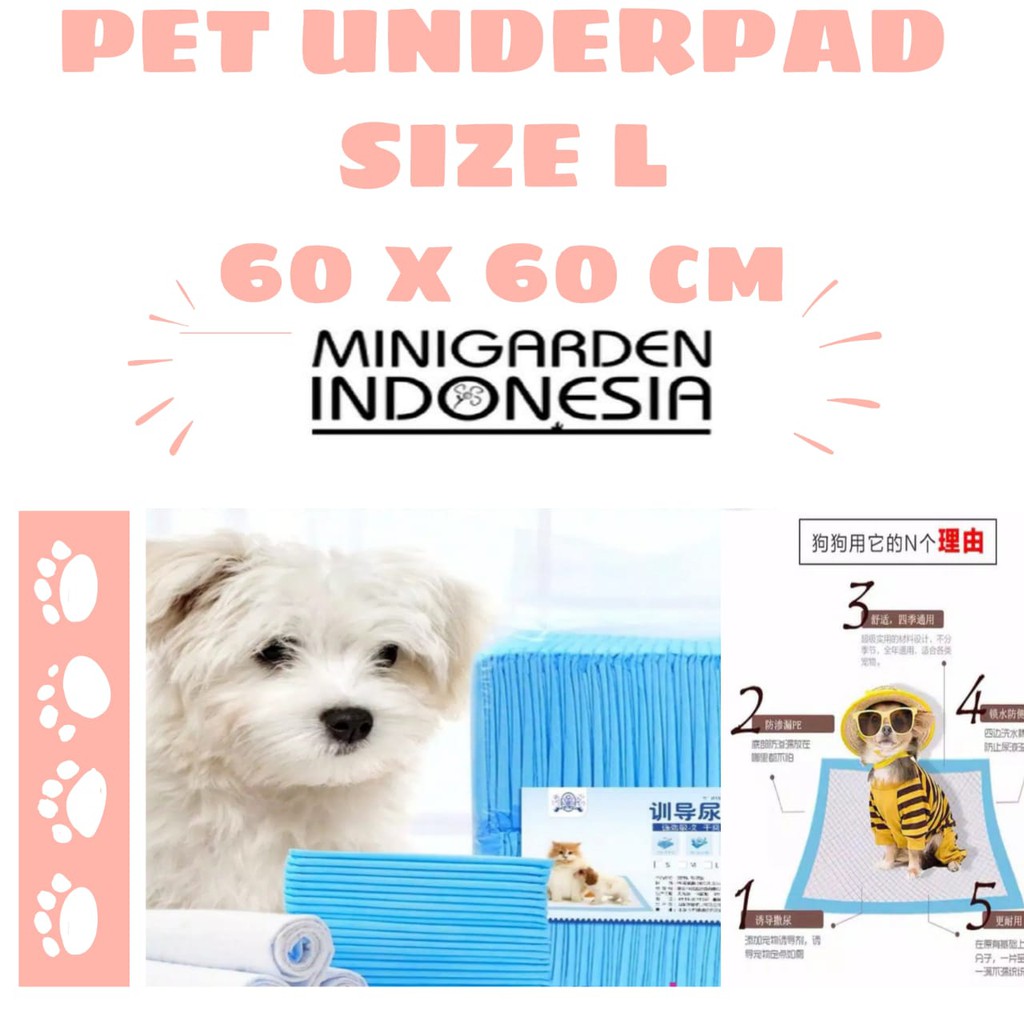 PET UNDERPAD SIZE L 60X60 CM pet diaper perlak kandang alas pipis pee poop training pad anjing