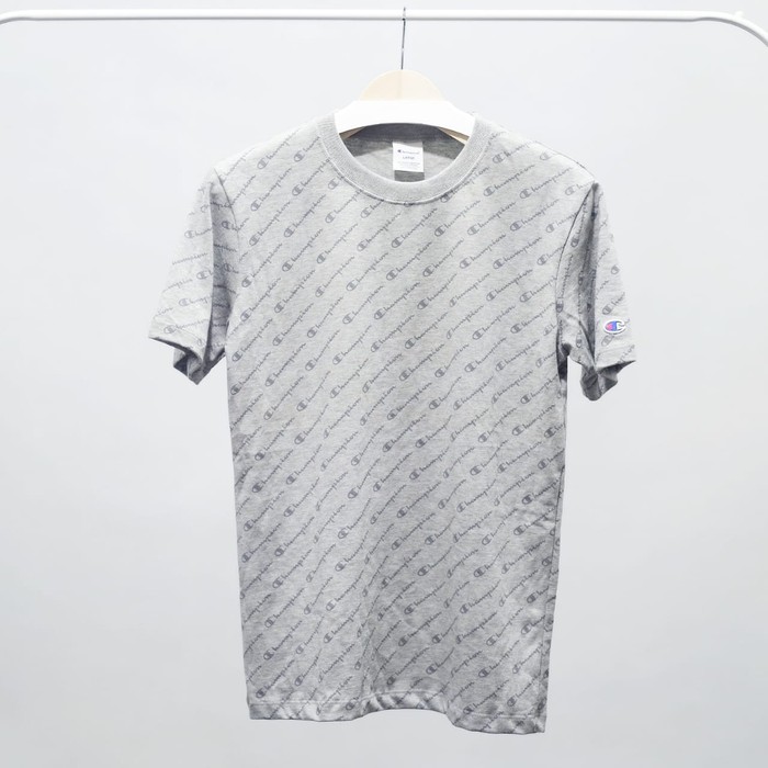 ORIGINAL Champion TShirt Kaus Kaos Grey Full Print Script
