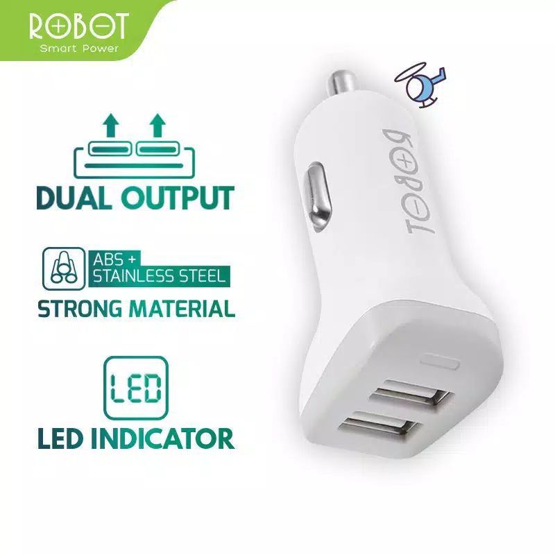 Car Charger Robot RT-C06 Dual Output Charger Mobil 2.4A - Garansi Resmi 1 Tahun - PELANGI ACCESORIES 88