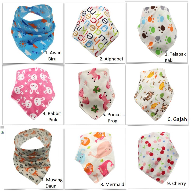 Bib / SLABBER SEGITIGA Bayi / Slaber Handuk Air Liur Bahan Katun Lucu &amp; Nyaman digunakan LC