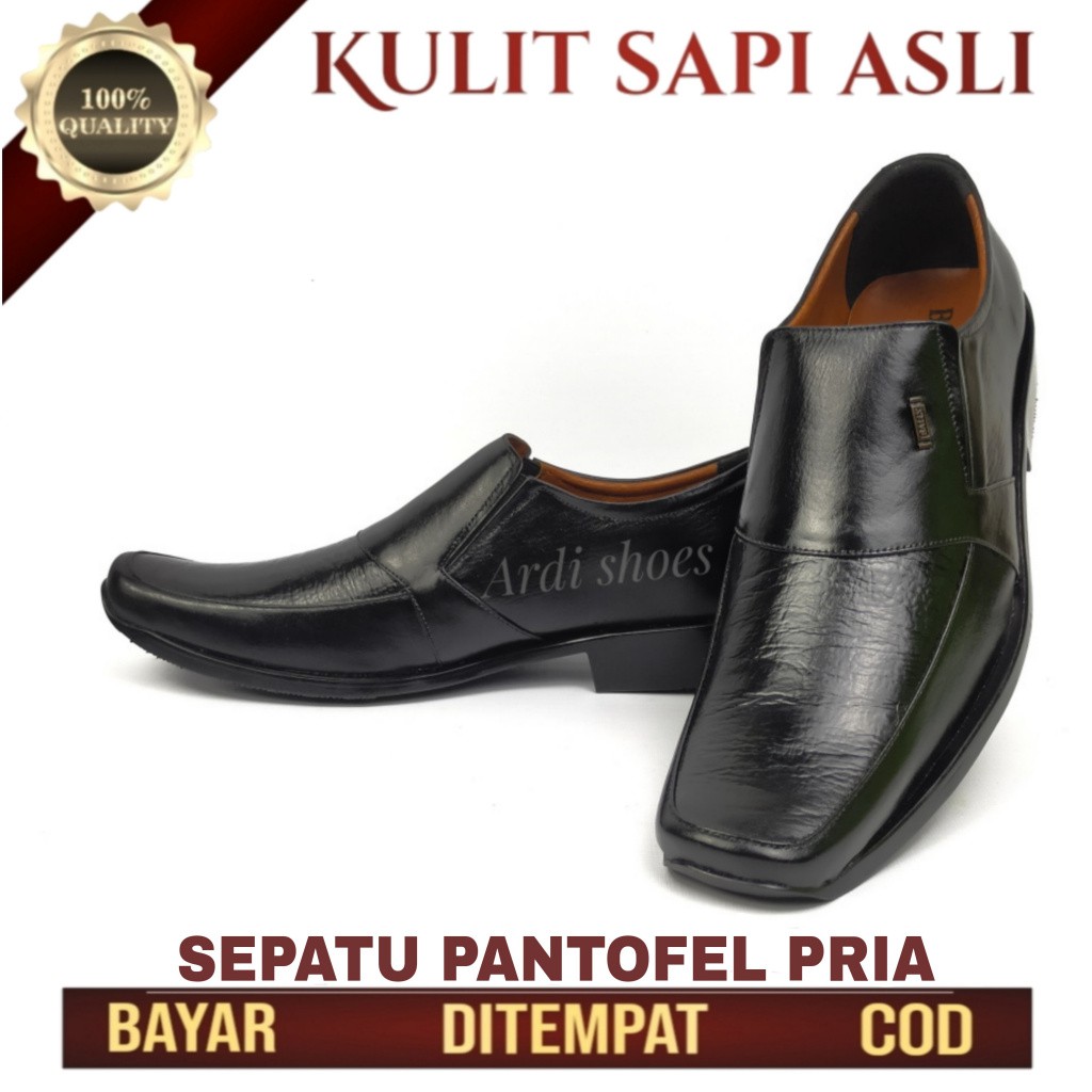 Sepatu Pantofel Pria Kulit Sapi Asli Pantopel Kerja Formal Sepatu Kantoran Pentopel Cowok