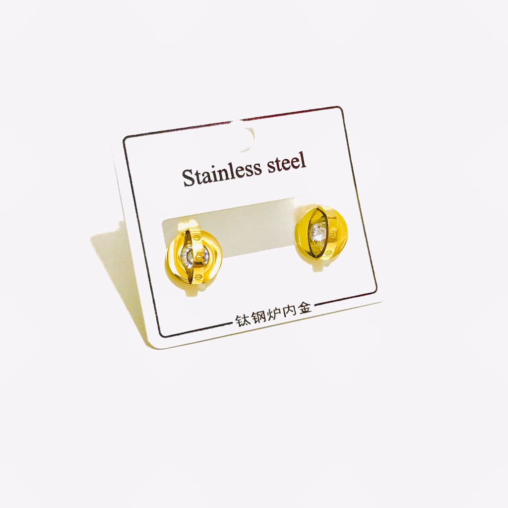 Anting Titanium Wanita Lapis Emas Anti Karat AT-49-20