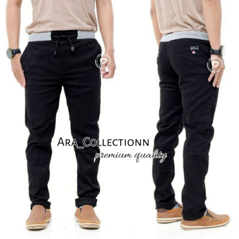 Celana Chino Panjang Karet Rip Premium size 27-38 Bisa COD