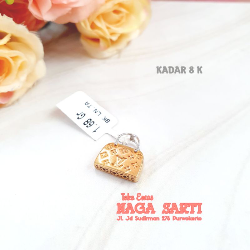 Liontin emas model tas fashion kadar 8k (375)