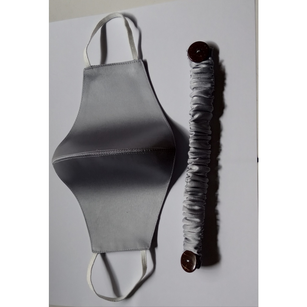 MASKER KAIN SATIN WARNA ABU ABU POLOS
