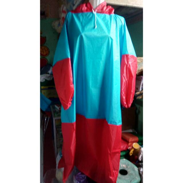 JAS HUJAN GAMIS KOMBINASI//BIRU MERAH