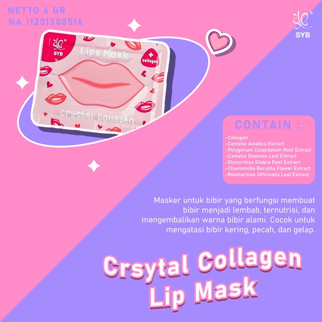 SYB MASKER Mata &amp; MASKER Bibir Crystal Collagen - SYB Gold Eye Mask | SYB Lip Mask