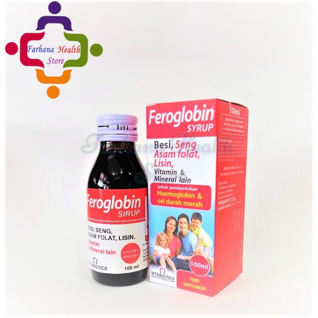 Original Feroglobin Syrup 100 ml / Untuk Pembentukan Hemoglobin & Sel Darah Merah
