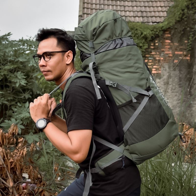 Tas Ransel Carrier Gunung Hiking Outdoor 50 Liter Pria Irco Gatotkaca Hijau Army