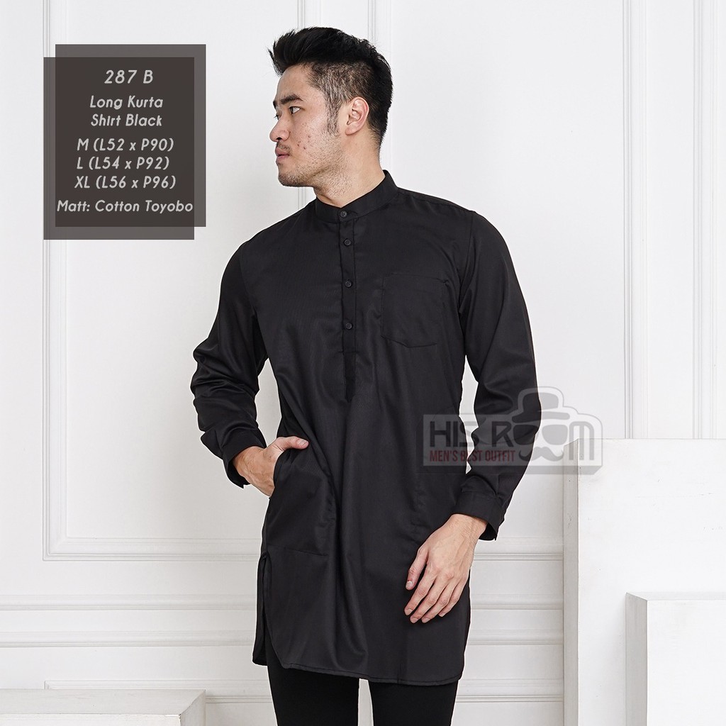 HSRM - Kemeja Kurta Pakistan Kemeja Pakistan Kemeja Kurta Polos Lengan Panjang Kemeja 287