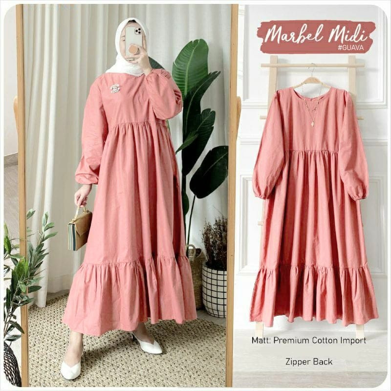 JF Marbel Midi Dress / Midi Dress Jumbo Terlaris Model Terbaru