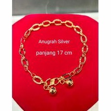 (DOD)Gelang tangan perak asli 925 remaja &amp; remaja &amp; dewasa warna rose gold model rantai ukir+kerincingan 2 kilau/Silver 925 lapisan emas kuning murni!!!