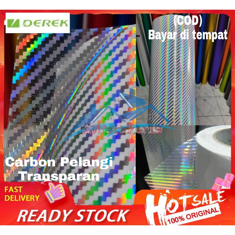 Stiker Skotlet Carbon Pelangi Transparan Stiker Hologram