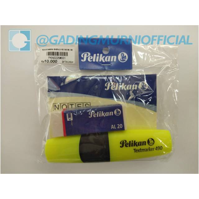 

Paket Pelikan Highlighter Yellow,Post It ukuran 75 x 75 mm,Penghapus AL 20