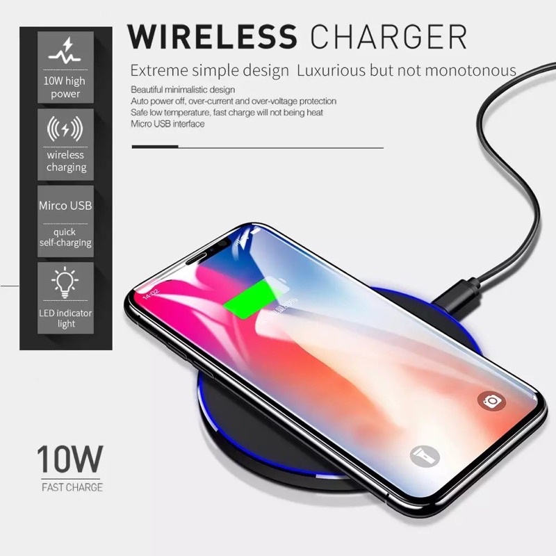 Wireless charger Qi 10W Charging Dock station Hp handphone Samsung galaxy fold S21 S20 S10 Iphone X XR XS max 11 12 13 travel portable