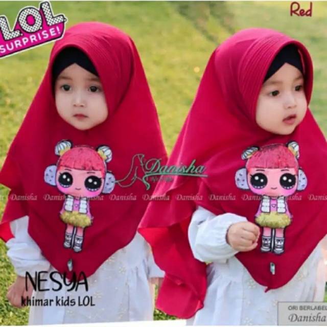 Khimar Hijab Anak Lol LED 2Layer