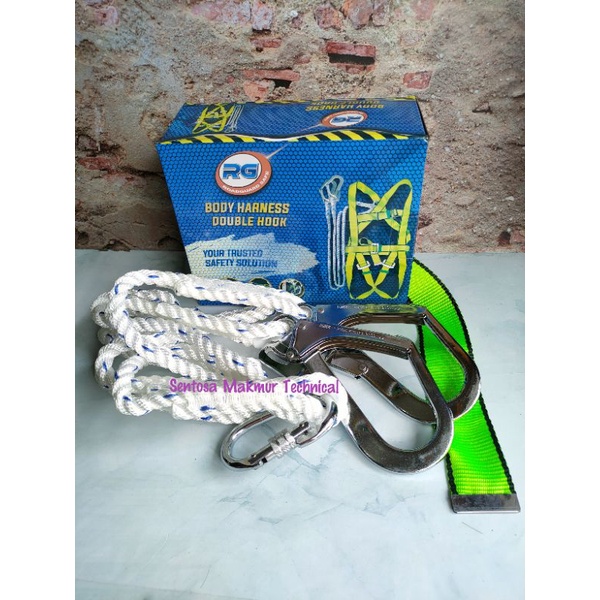 RG Full Body Harness DOUBLE Big Besar Hook Tali Pengaman + Tali Dada