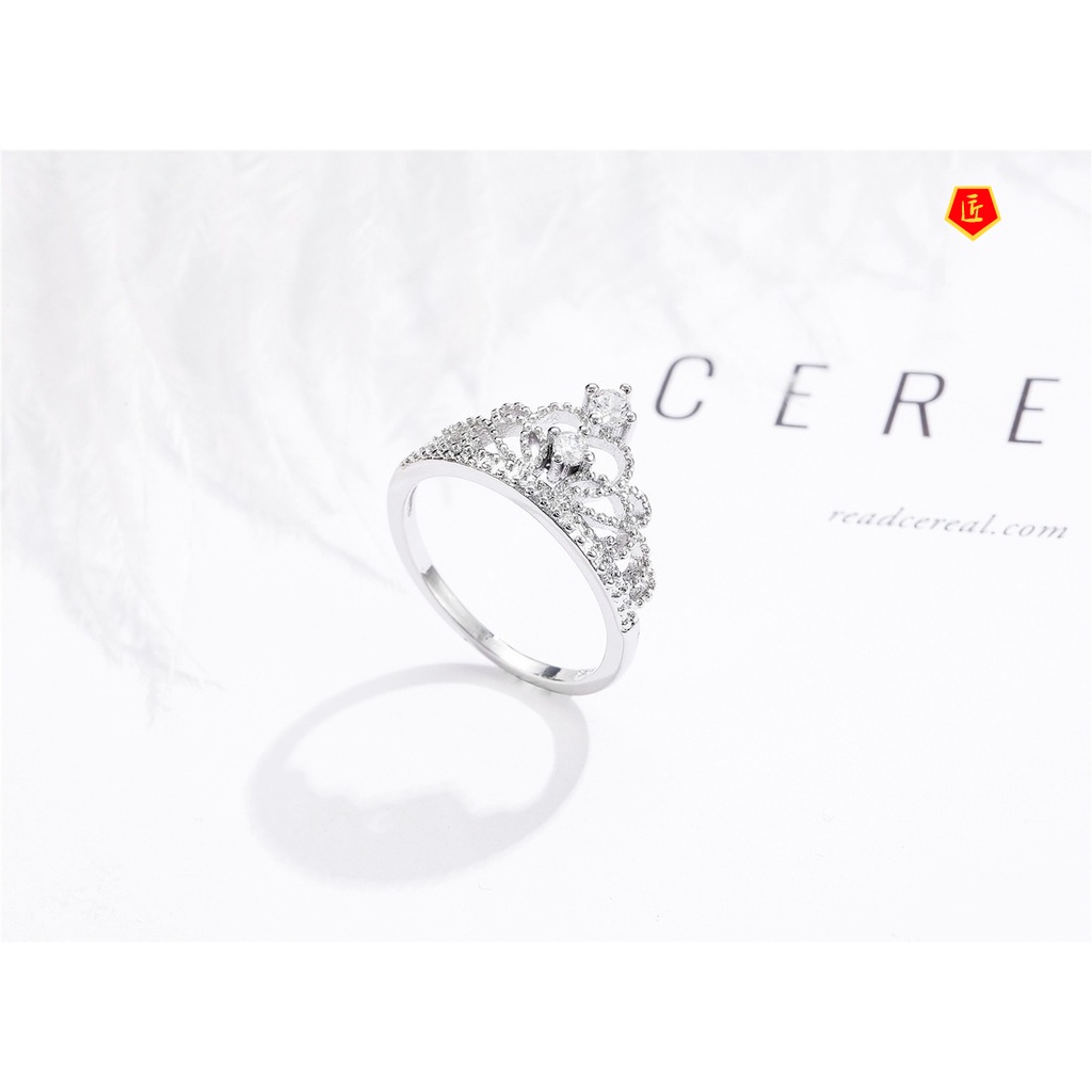 [Ready Stock]Fashion Elegant Micro-Inlaid Crown Diamond Ring