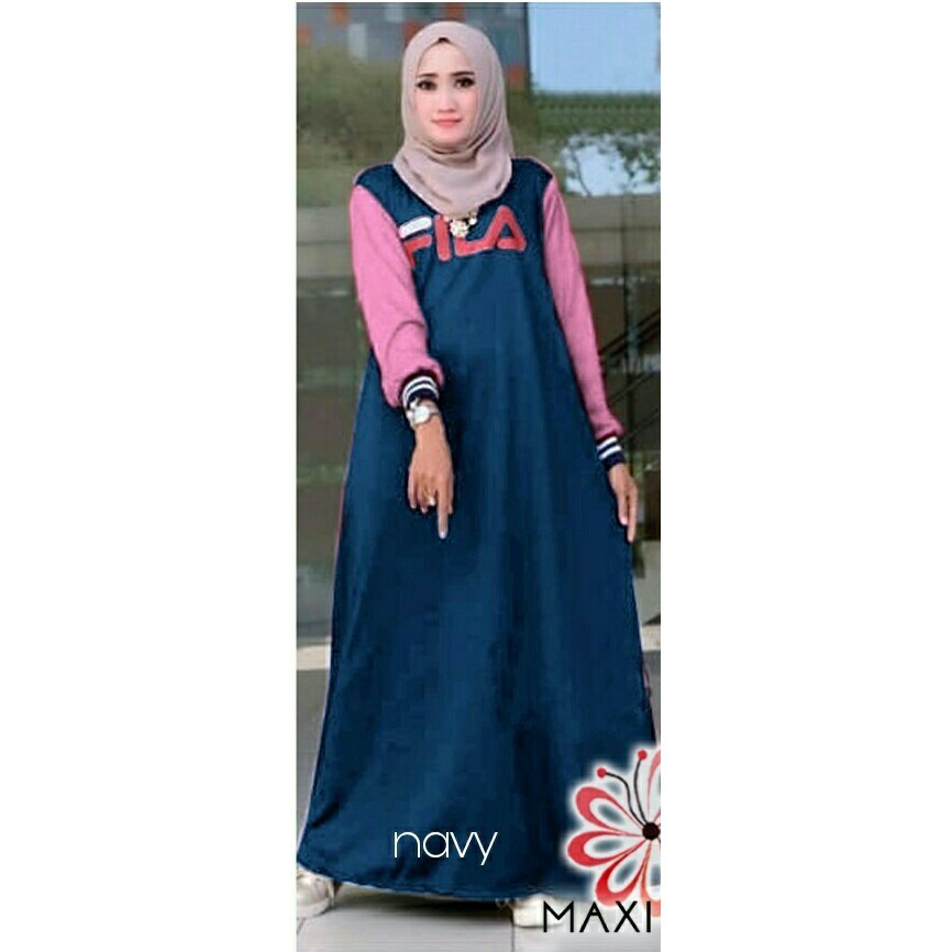 baju gamis wanita Maxi fila navi dres baju muslim