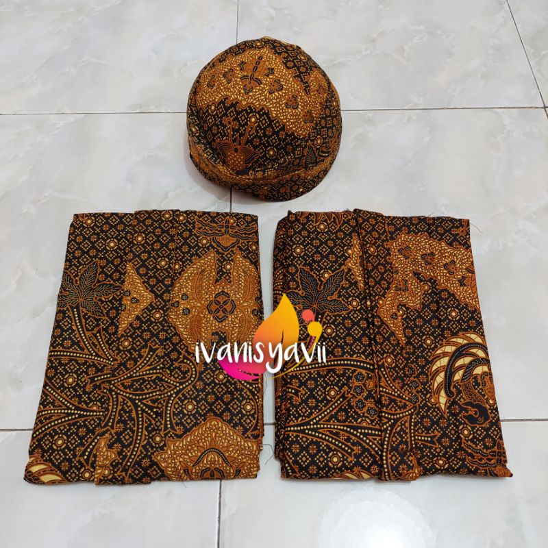 Set Jarik Cewek Cowok + Blangkon, Motif cinde Laras