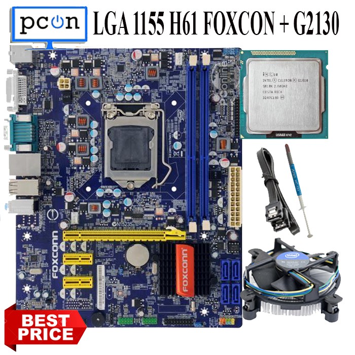 Mainboard LGA 1155 H61 FOXCONN processor G2130 DAN FAN INTEL