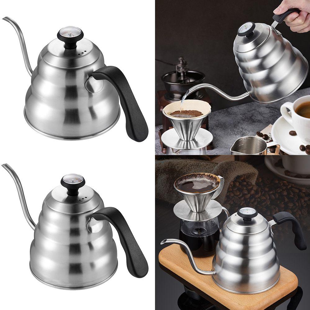 Solighter Pour Over Teko Kopi Mudah Dioperasikan Kompor Espresso Stainless Steel Moka Pot Drip Kettle Dengan Thermometer