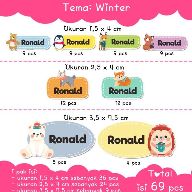 

(BISA COD) Sticker Label Nama Anak Custom GRATIS ONGKIR Kode 1419